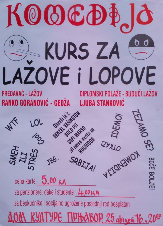 kurs za lopove i lazove plakat